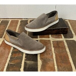 UGG Adley Perf Stardust Gray Leather Sneakers Suede Slip On Shoes Women 6.5